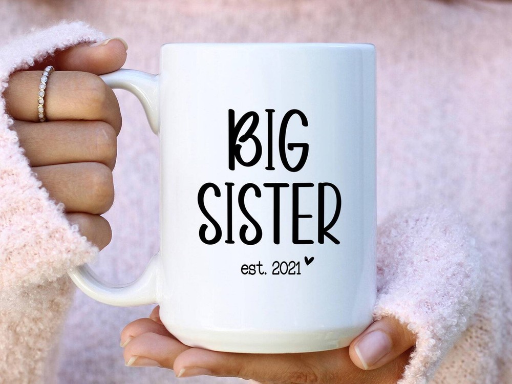 Big Sister Est Coffee Mug Pregnancy Announcement Coffee Mug Custom Gift To