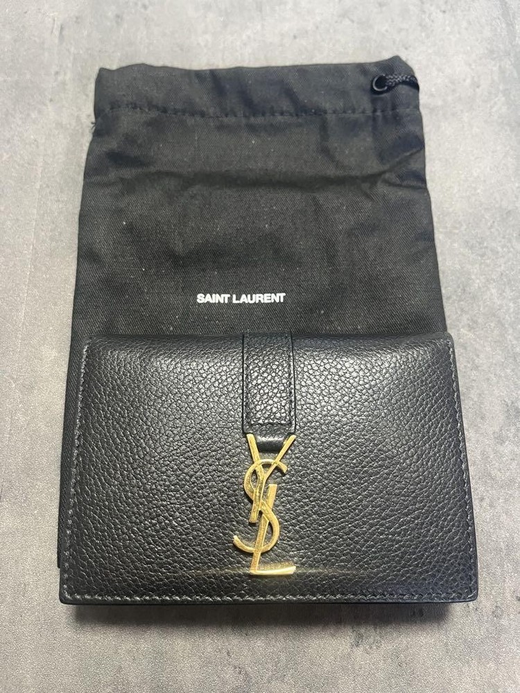 YSL Saint Laurent Cassandra Bi-Fold Card Holder Wallet with Flap