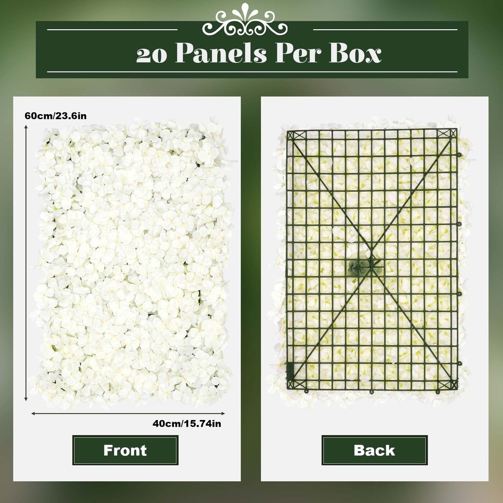 20PCS Artificial Flower Wall Panel Floral Backdrop Wedding Party Home Decor