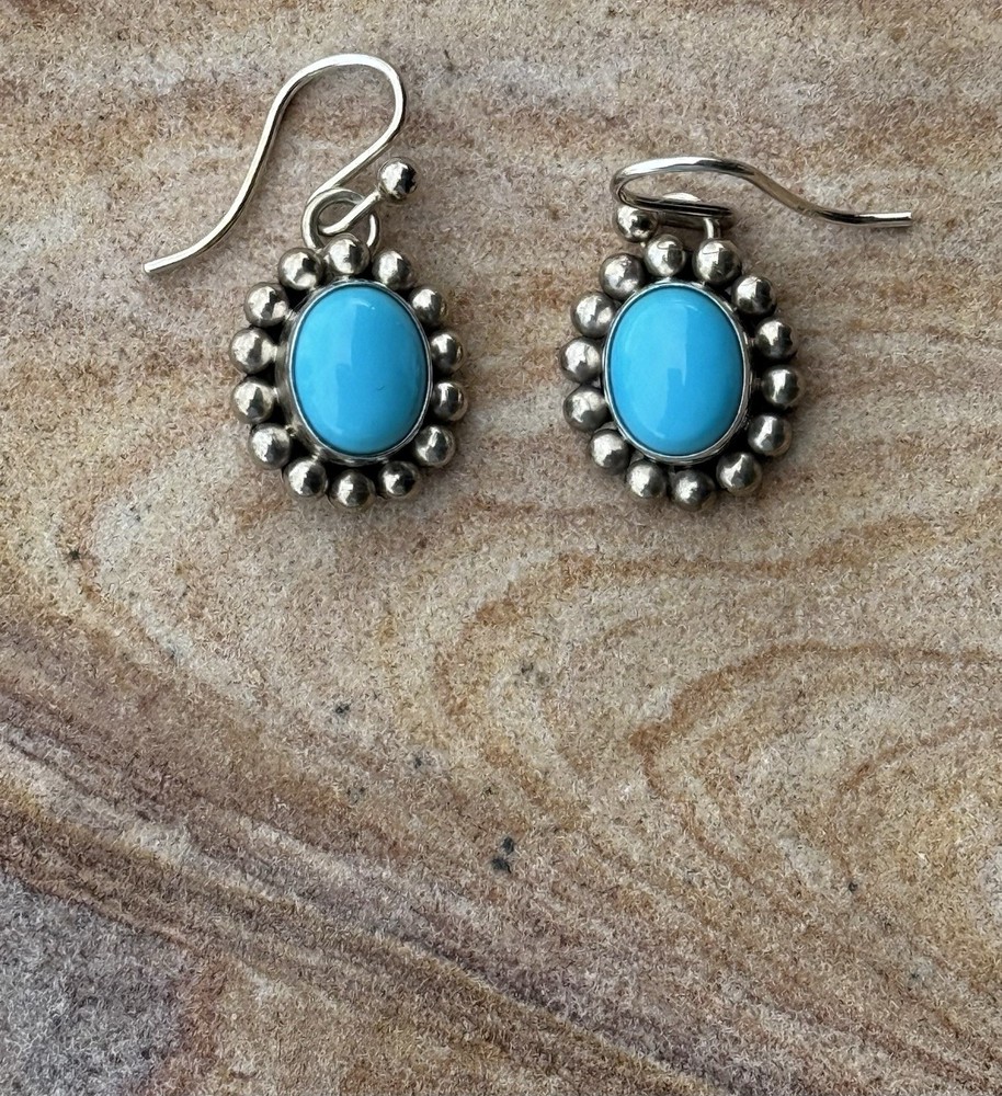 Sleeping Beauty Turquoise Earrings In 0.925 Silver Artie Yellowhorse NM Artist
