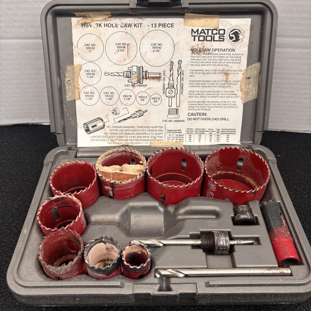 mac tools hsv13k Mac Tools Hole Saw Kit 13-PC Messing 1 Piece