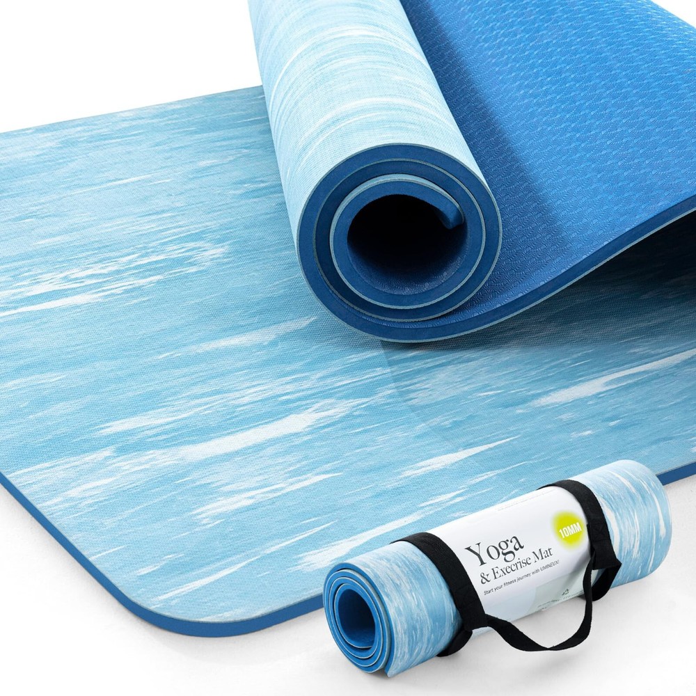 10mm Extra Thick Non-Slip TPE Yoga Mat with Carry Bag Eco-Friendly