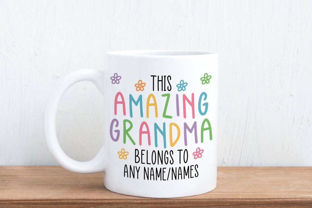 Custom Grandma Belongs To Grandchildren Personalised Gift Mug