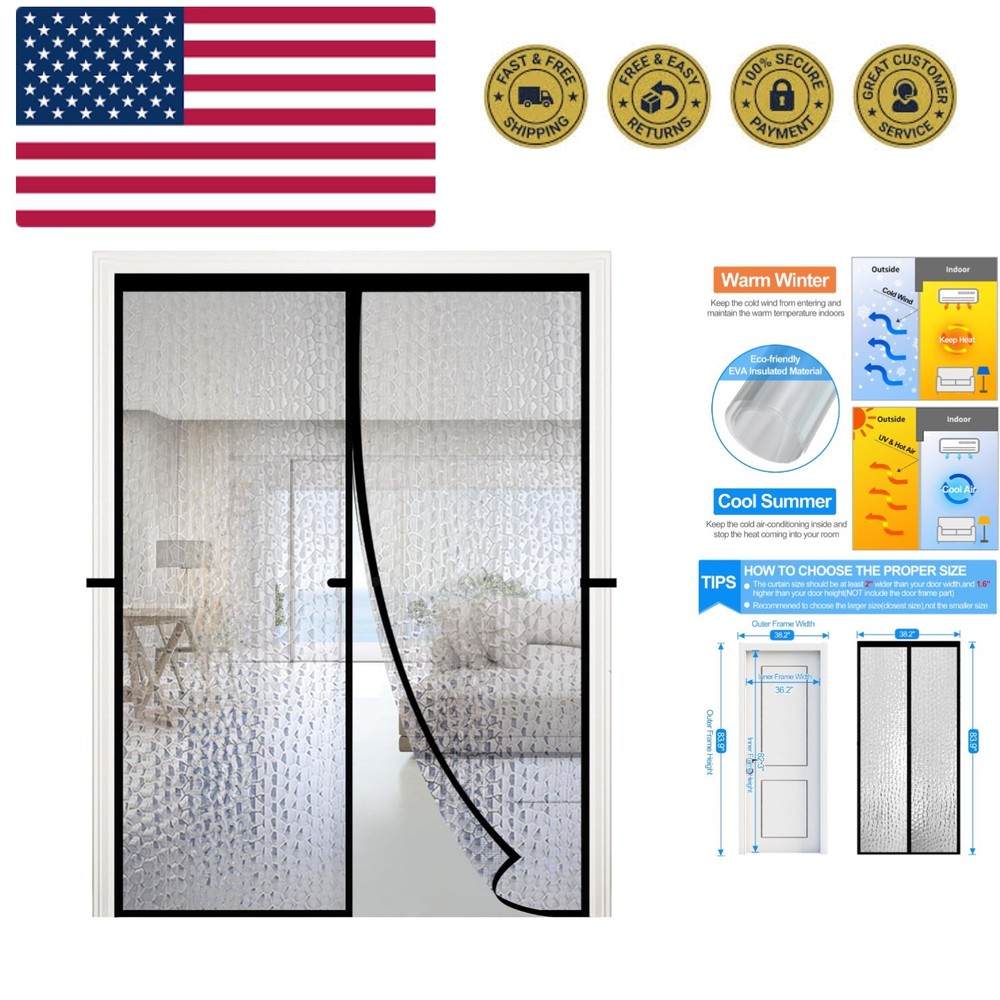 Magnetic Thermal Insulated Door Curtain,Waterproof EVA Door Cover,Fit Doors S...