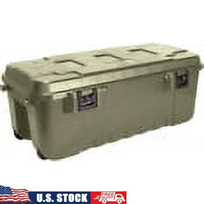 108 Quart Heavy Duty Lockable Storage Trunk with Wheels Stackable Durable Box