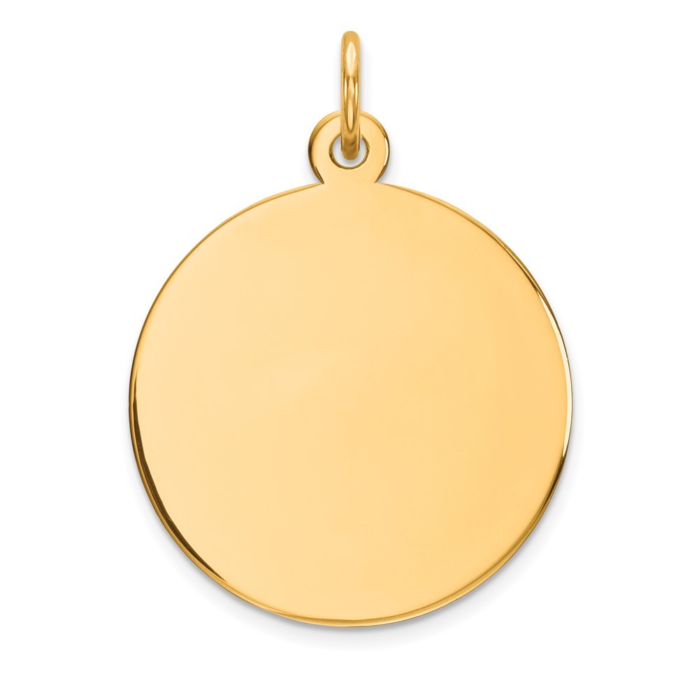 14k Yellow Gold Plain .035 Gauge Round Engravable 19mm Disc Charm Pendant