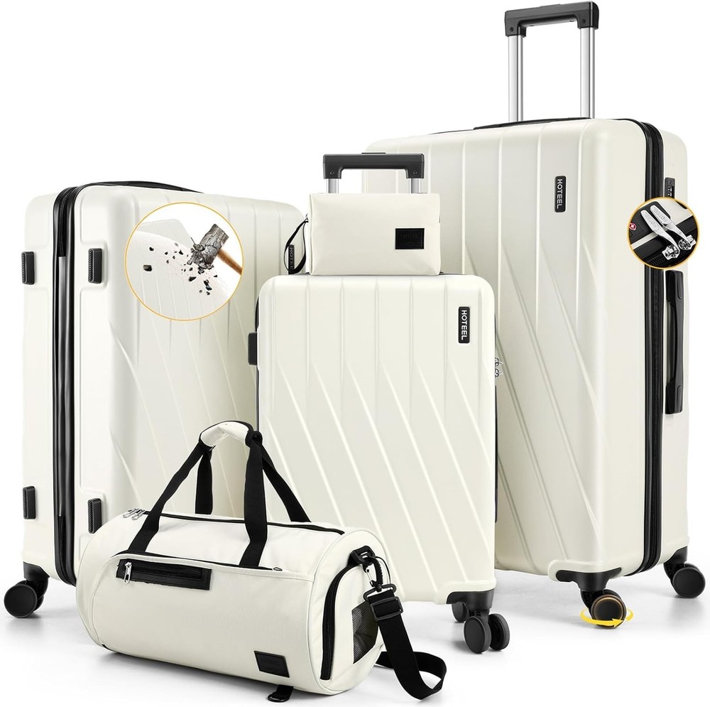 3/5 Piece ABS+PC Hardshell Luggage Set with Spinner & YKK Zipper, TSA Lock