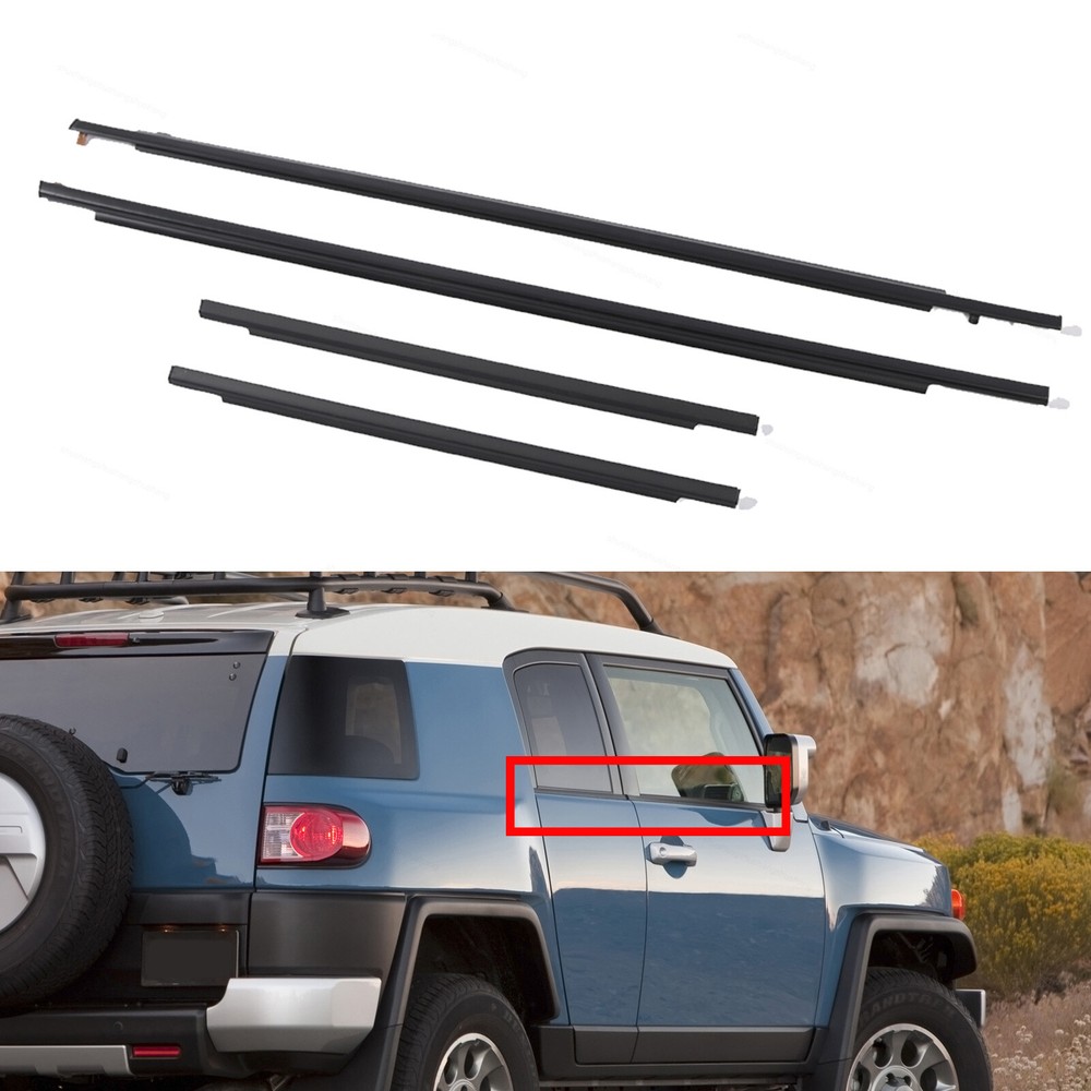 Door Belt Molding Weatherstrip Fits Toyota FJ Cruiser 2007-2014 Front & Rear Set