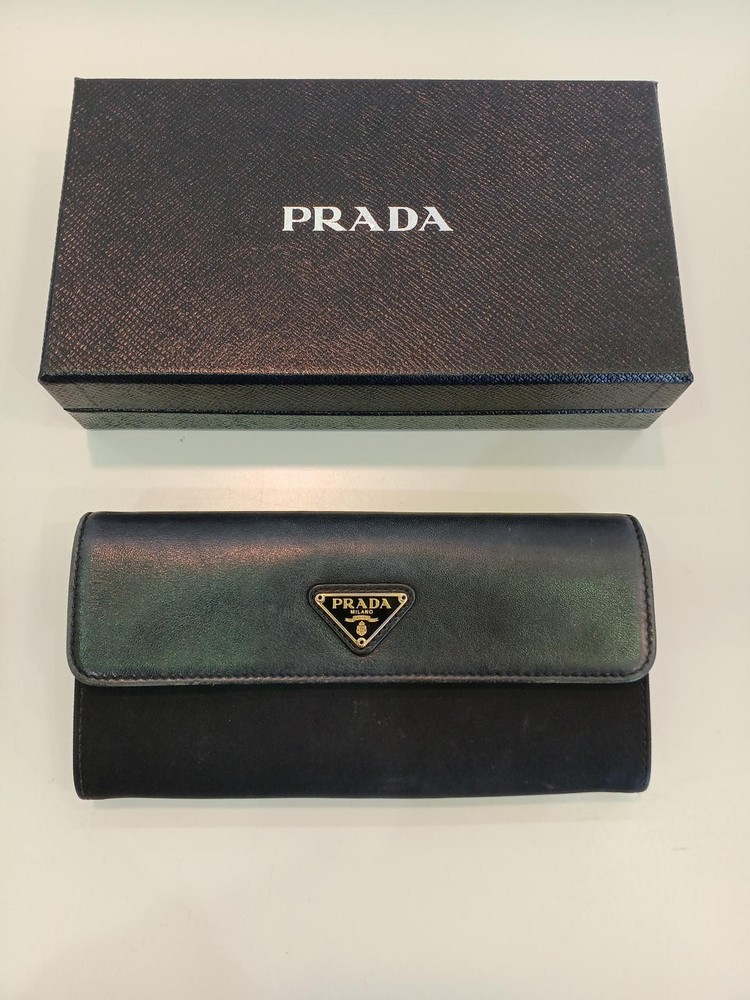 Prada 1M1037 Genuine Leather Bifold Long Wallet for Men