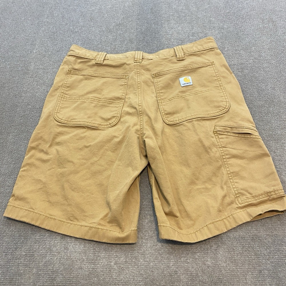Carhartt Shorts Mens Size 34 Beige Tan 102514 Relaxed Fit Logo Workwear Grunge
