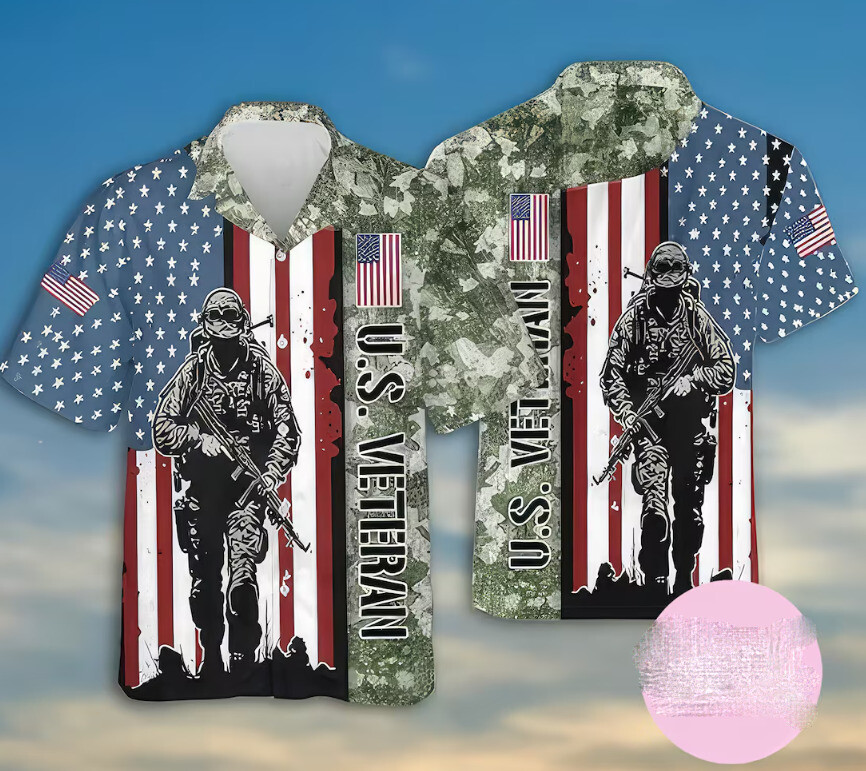 Military Hawaiian Shirt Us Veteran 3D Summer Aloha Shirt American Flag