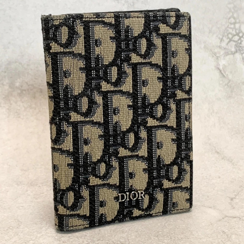 Christian Dior Oblique Canvas Bi-Fold Wallet Coin Case Compact Purse