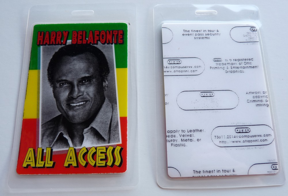 Harry Belafonte Concert Tour All Access Backstage Pass Laminate D19