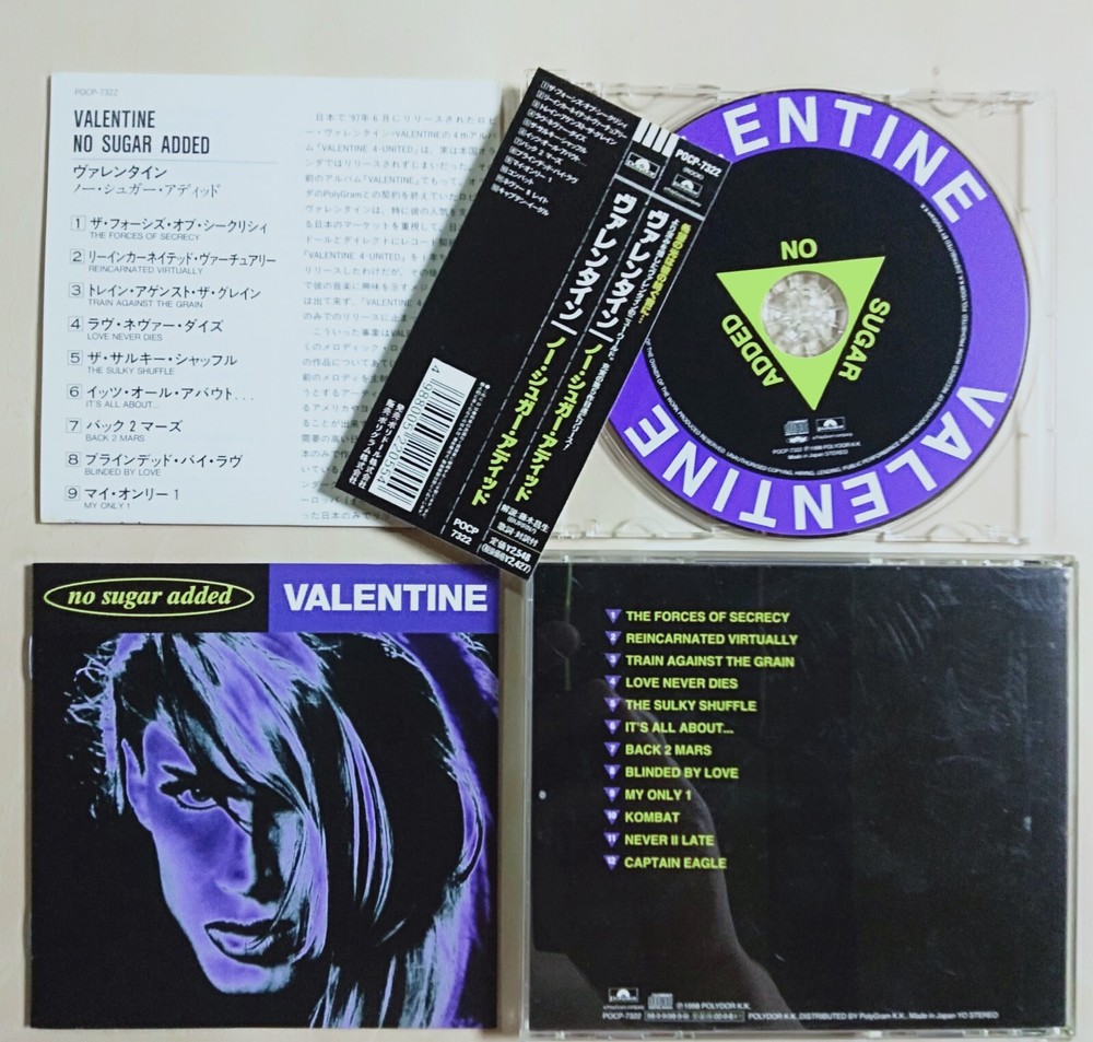VALENTINE (a.k.a. ROBBY VALENTINE) - No Sugar Added - 1998 JAPAN CD OBI ~