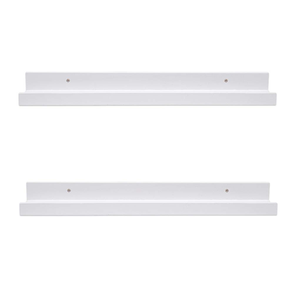 White Floating Shelves Wall Mounted Set of 2, 24 Inch Picture Ledge Shelf for...