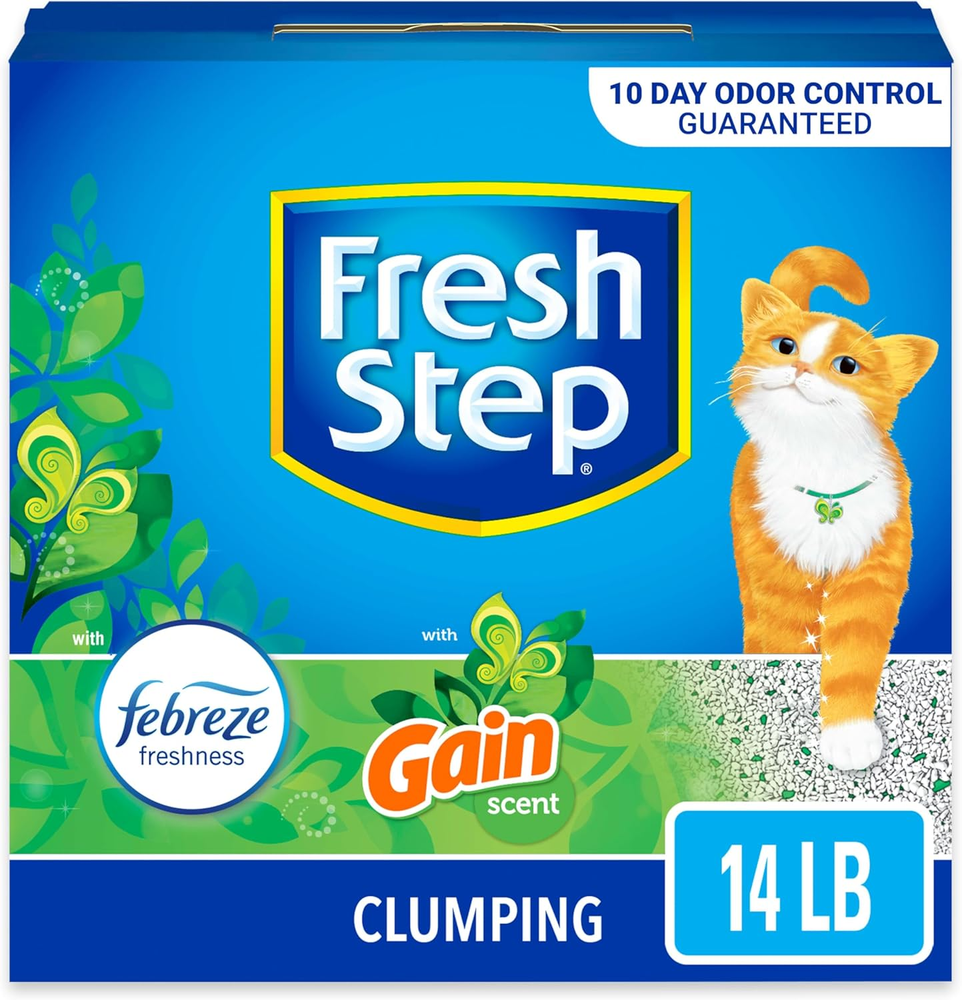 14LB Fresh Step Cat Litter with Febreze & Gain Scent - 10-Day Odor Control