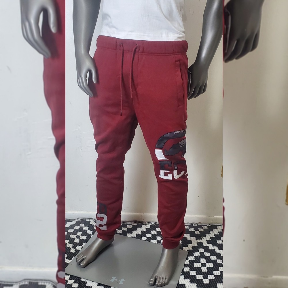 ECKO UNLTD FLEECE JOGGER PANT MEN WITH POCKET BLACK SIZE L EMBROIDERED RHIN LOGO