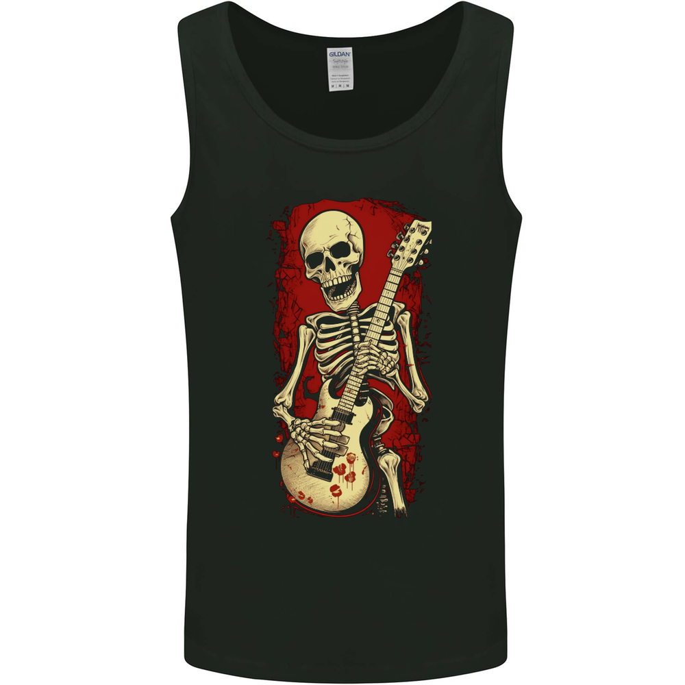 Guitar Playing Skeleton Rock Music Skull Mens Vest Tank Top