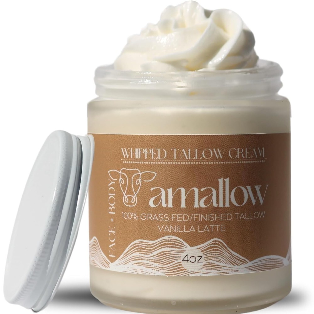 Organic Whipped Beef Tallow Lotion - Calms Sensitive Skin, Vanilla Latte Scent