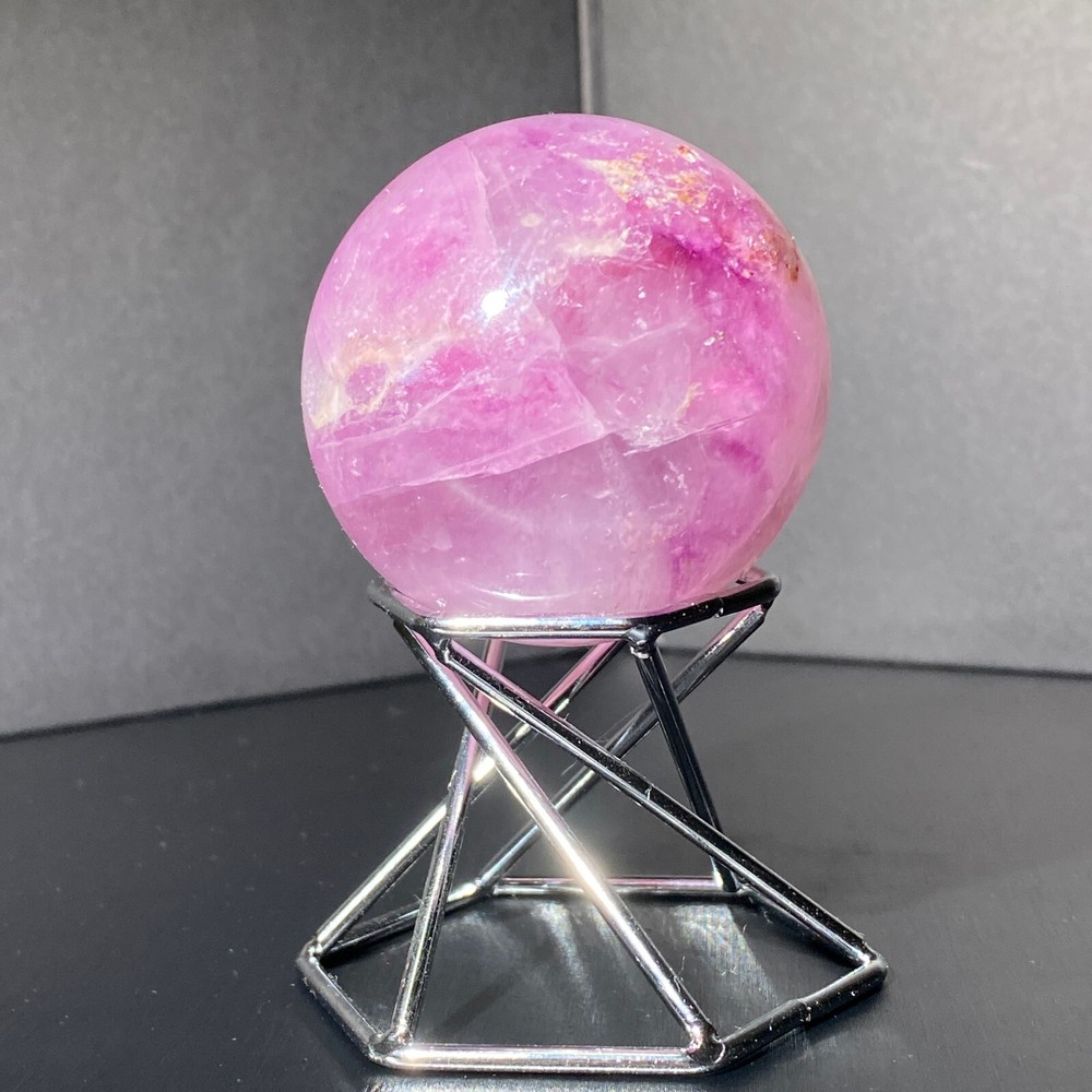 240g Natural Fluorite Ball Colorful Quartz Crystal Gemstone Healing Stone with Display Stand