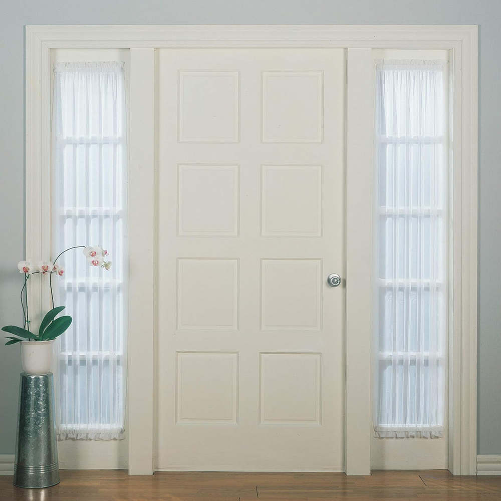 Emily Sheer Voile Rod Pocket Door Sidelight Curtain Panel 28x72 White