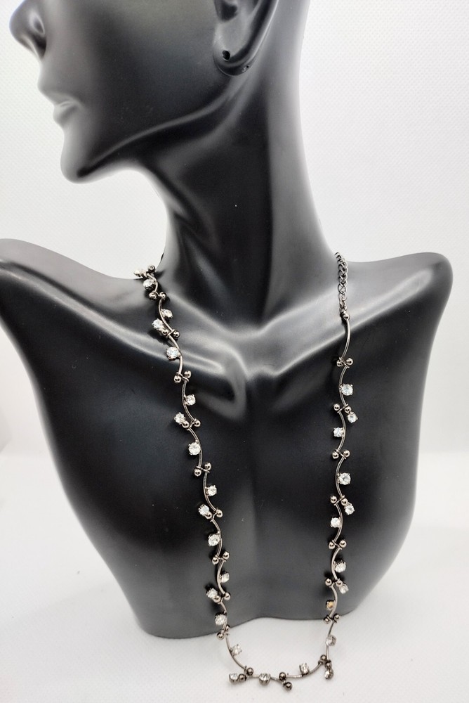 Vintage Victorian Diamonds & Curves Choker Necklace Signed Monet Adjustable WOW!