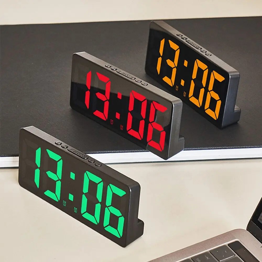 Colorful LED Voice Control Alarm Clock with Temperature Display