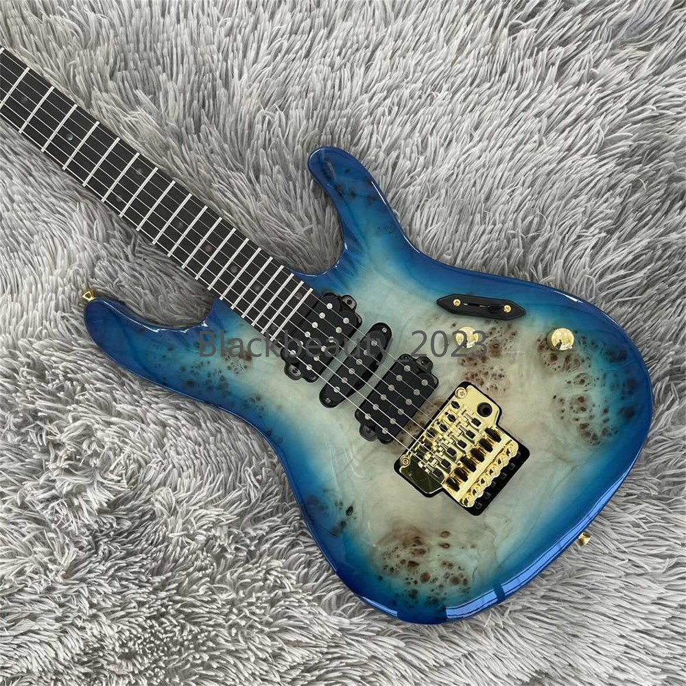 Custom ST Tree Burl Top Electric Guitar Floyd Rose Bridge HSH Pickups Gold Part
