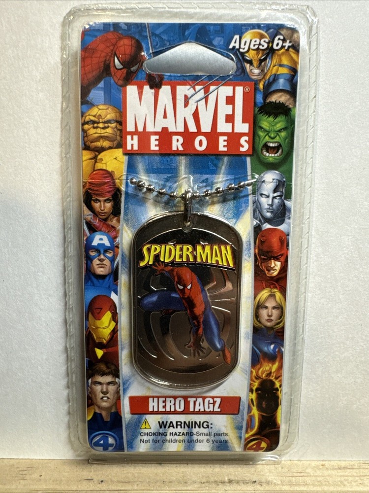 Marvel Heroes Spider Man Metal Dog Tag KeyChain Hero Tagz 2007 SB3