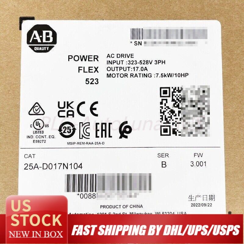NEW Allen-Bradley 25A-D017N104 PowerFlex 523 AC Drive 480V 10HP US Free Tax