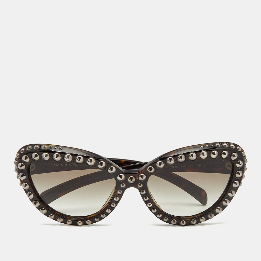 Prada Black Gradient Cat Eye Sunglasses with Studded SPR31Q Frame
