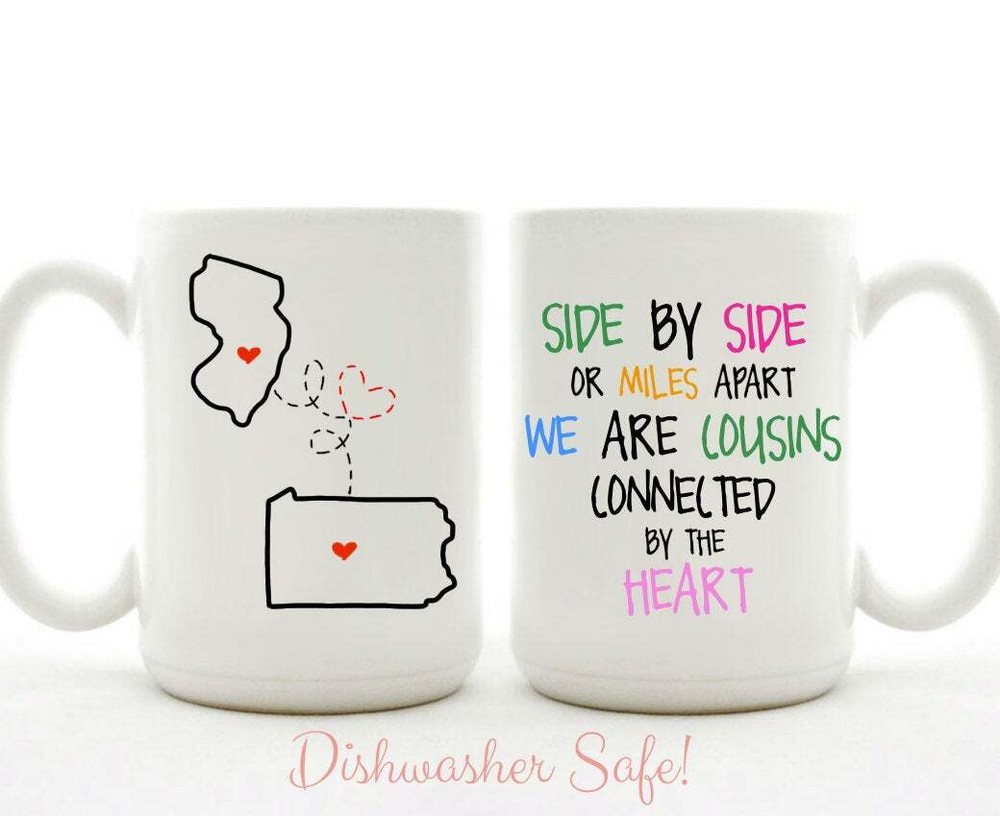 Personalized Side By Side Or Miles Apart Mug Trendy Fun Unique Aunt Sister Bff