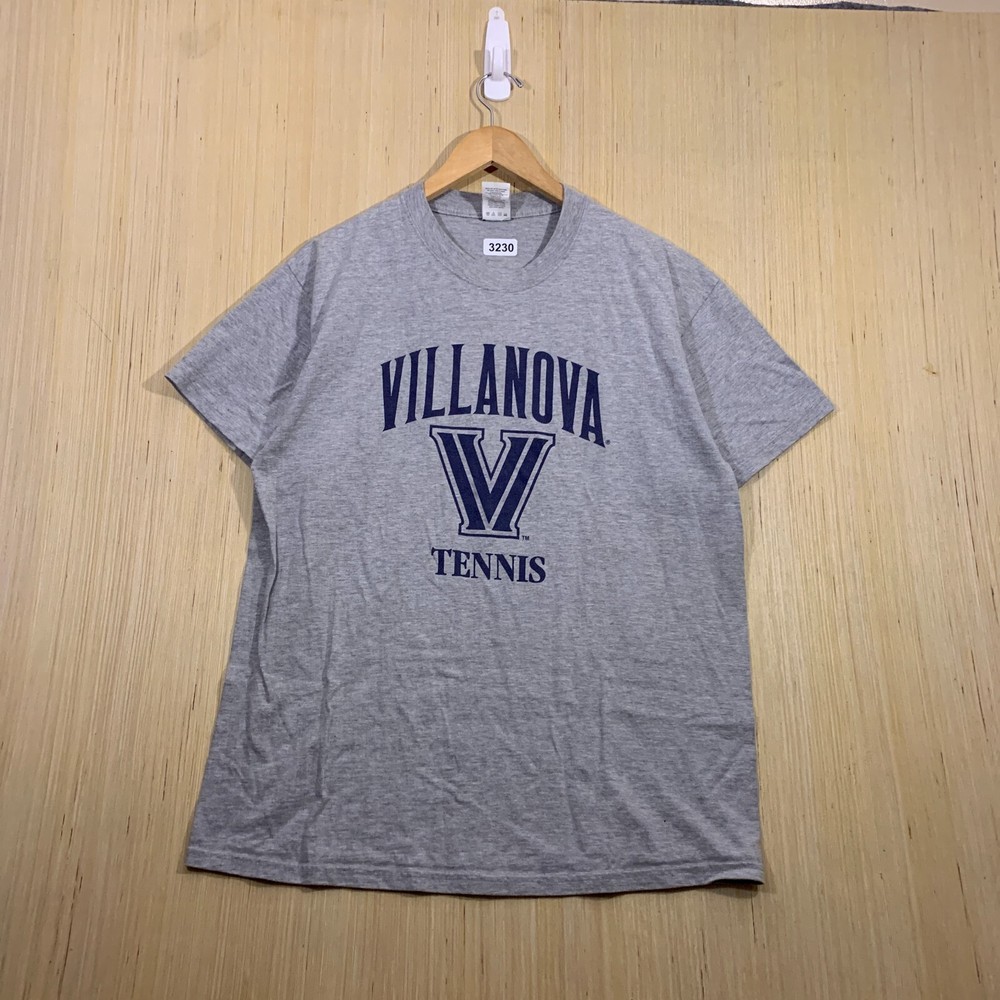 Vintage Villanova Tennis Shirt Adult Large Grey Short Sleeve Men's Pullover Y2K
