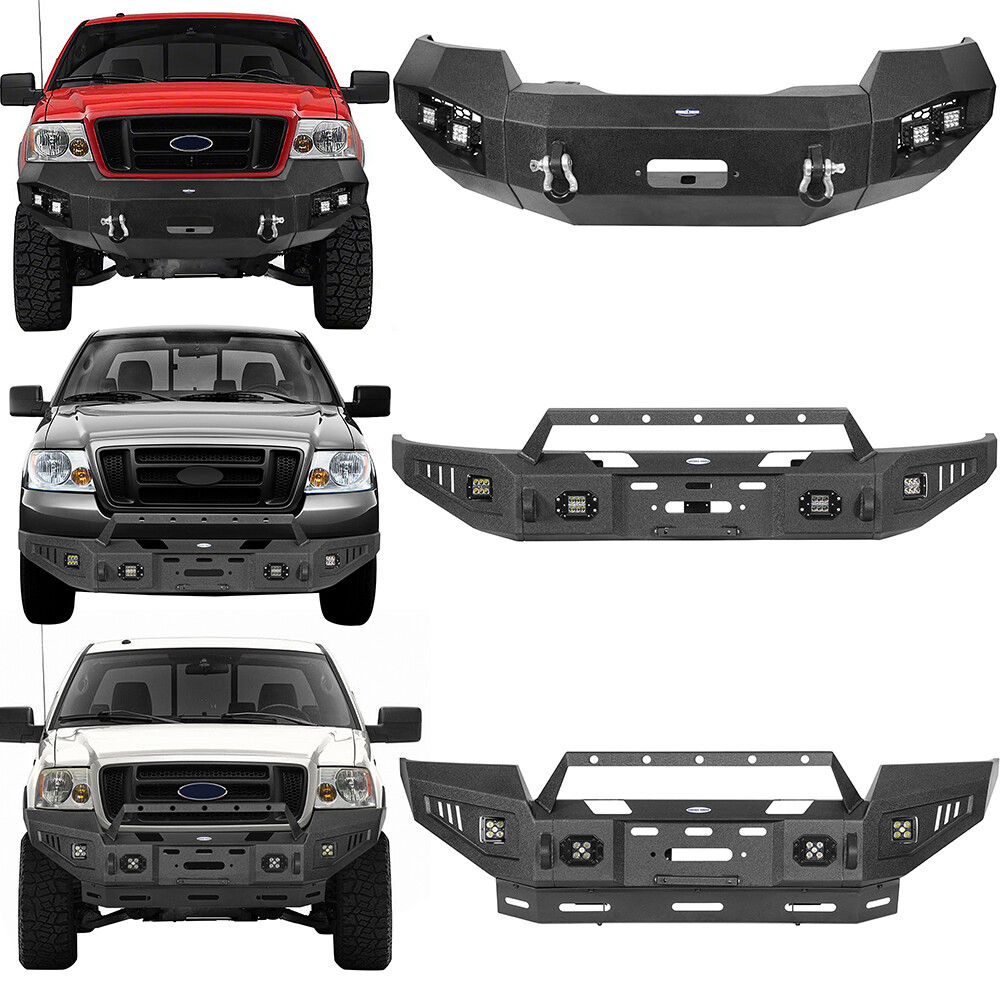 2004-2008 Ford F150 Full Width Steel Bumper with Winch Plate & LED Lights  -image