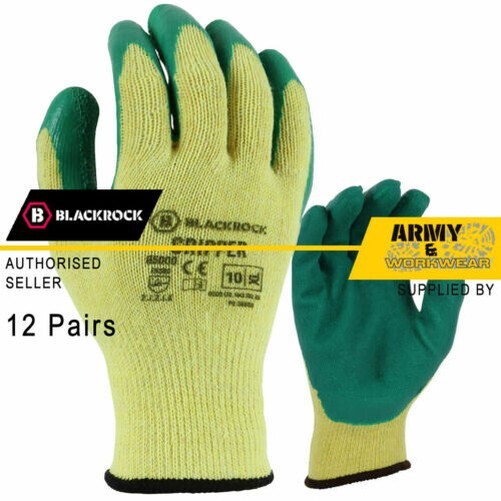 12 Blackrock Latex Coated Palm Gripper Safety Work Gloves for Builders and Handling
