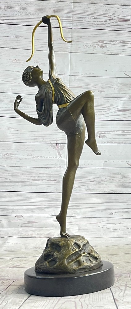 Art Nouveau Bronze Diana Statue with Bow by Faguays - Large Hot Cast Figurine