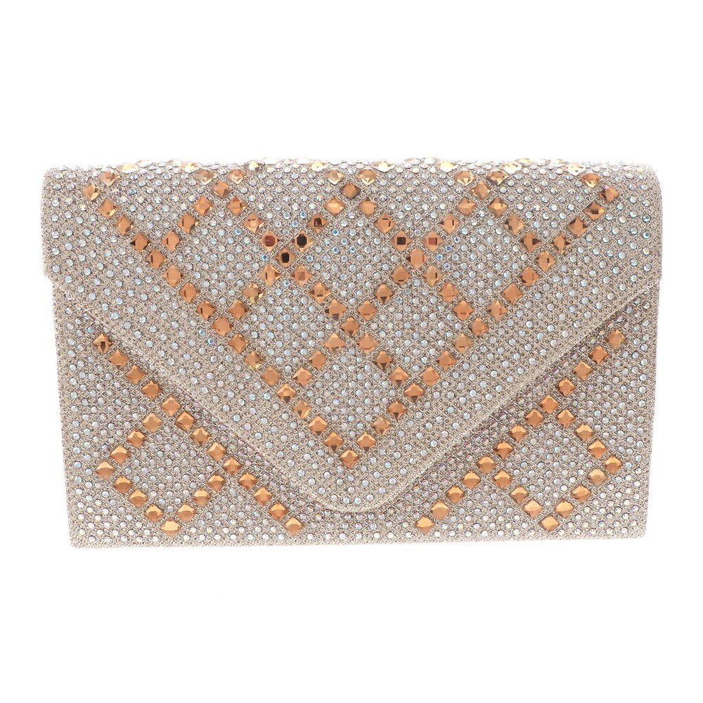 Gold Tone Fashion Glitter Fabric Rhinestone Clutch Evening Bag TLX038-GLD