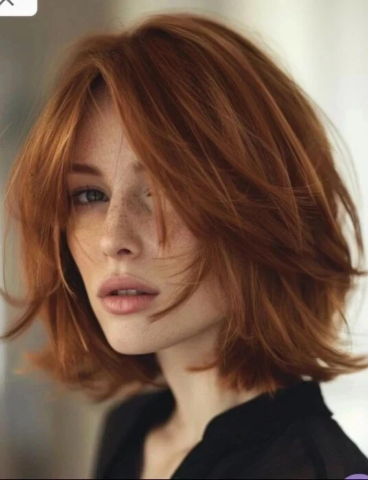 Short Bob Copper Red Wave 100% Human Hair Lace Front Wigs for Women 13x4