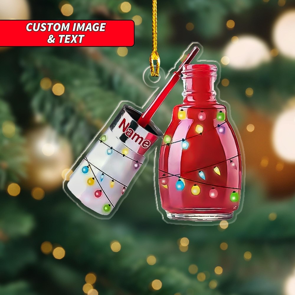 Personalized Nail Polish Christmas Light Ornament  Custom Image And Text Nail Ar
