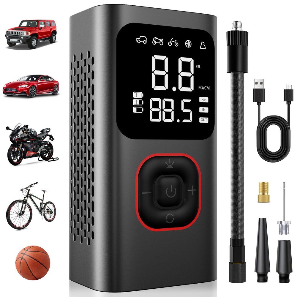 Tire Inflator Portable Air Pump, 150PSI Fast Cordless Air Compressor with Aut...