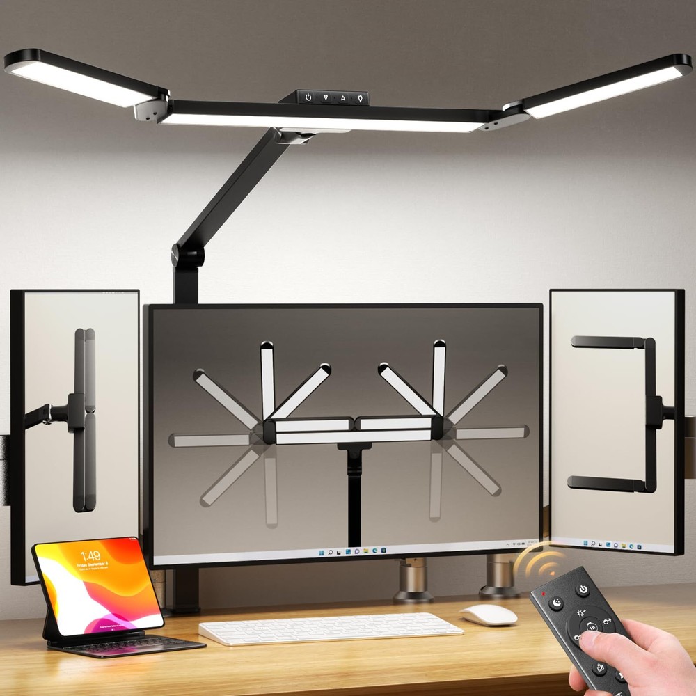 LED Desk Lamp with Clamp, Architect Desk Lamp for Home Office with Remote, 24...
