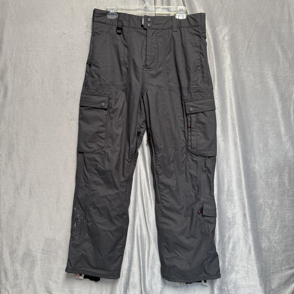 Quiksilver Snow Pants Mens Small Gray 10K Waterproof Cargo Vents Ski Snowboard
