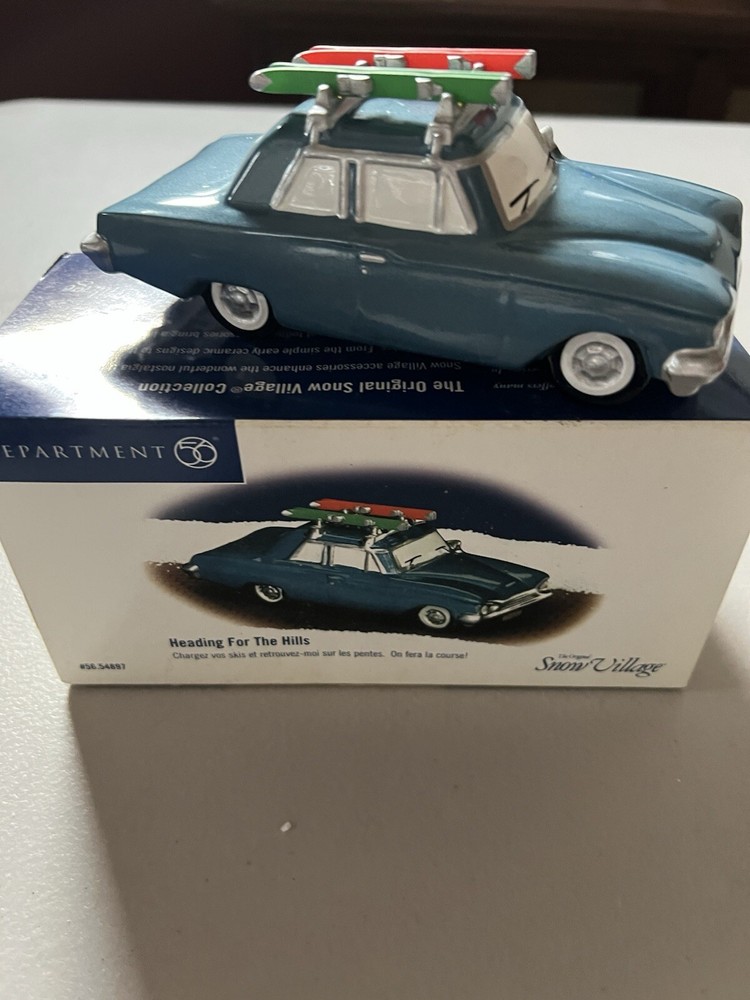 Department 56 Snow Village Headed For The Hills Blue Christmas House