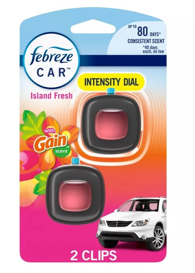 Febreze CAR VENT CLIPS Air Freshener GAIN ISLAND FRSH Scent ***Lot of 2