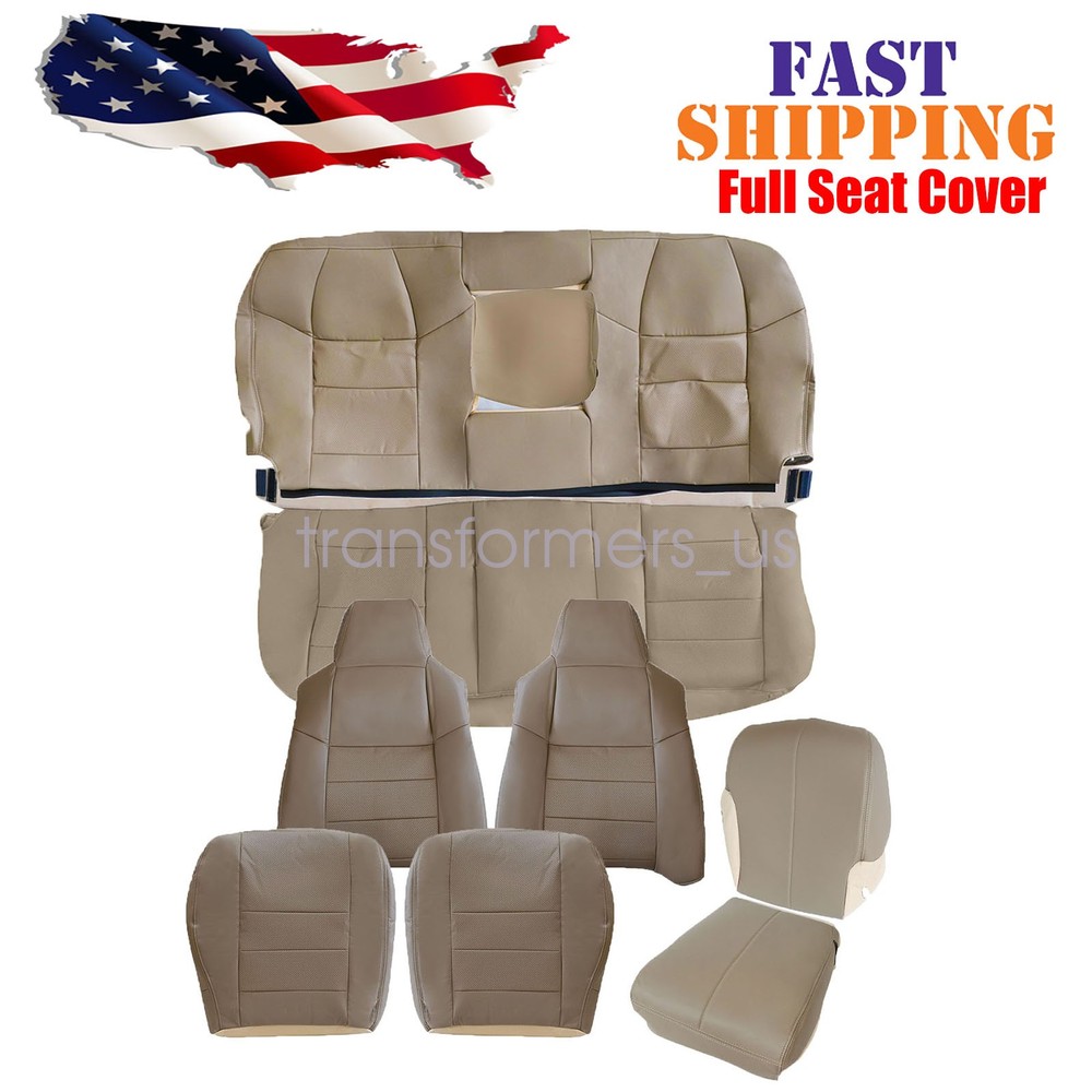For 2002 2003 2004-2007 Ford F250 F350 Lariat Perforated Leather Seat Cover Tan