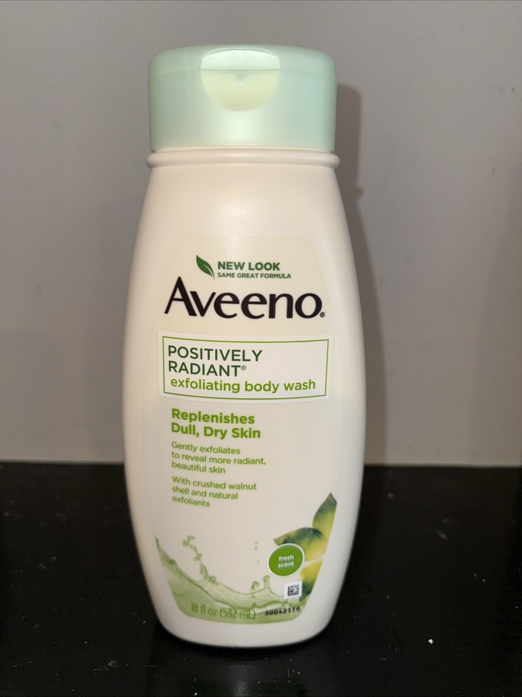 Aveeno Positively Radiant Exfoliating Body Wash, With Crushed Walnut 18 fl. oz