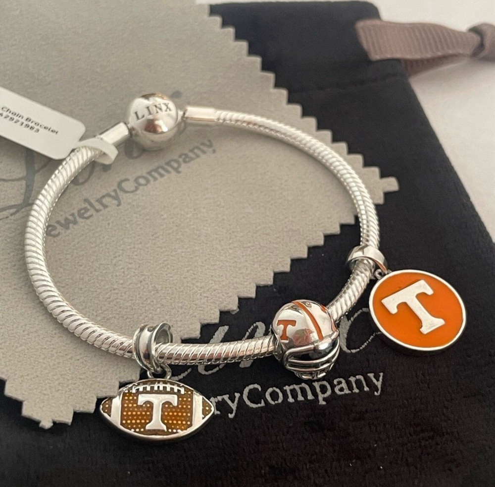 Linx Silver Snake Chain Tennessee Volunteers Charm Bracelet
