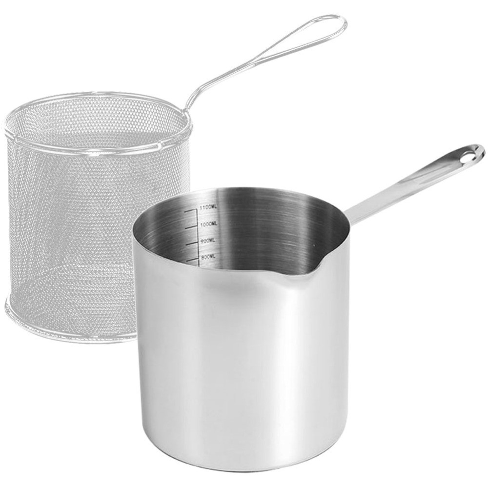 Stainless Steel Deep Fryer Pan with Oil Filter Basket for Dad Chefs