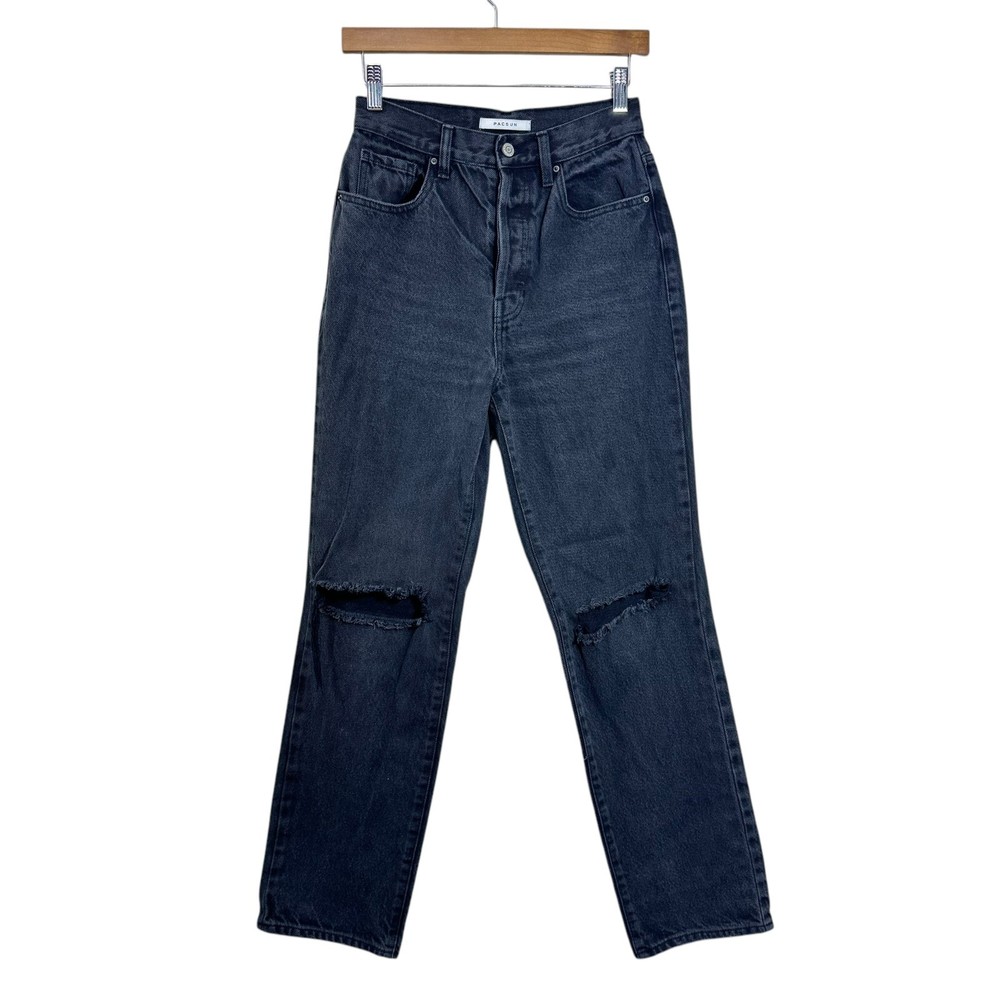 PacSun Dad Jean 26 High Rise Faded Black Hidden Button Fly Baggy 90s Grunge