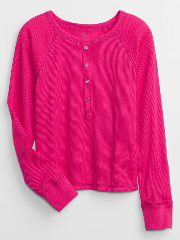 NWT Gap Kids Girls Waffle Thermal Shirt henley   u pick size